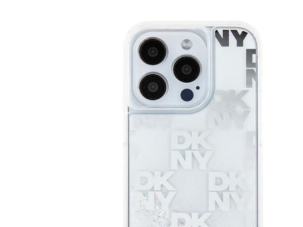 DKNY Liquid Glitter multilogo-etu iPhone 15 Pro - hvit