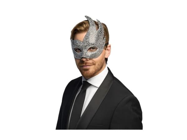 Sølv venetiansk maske med steiner