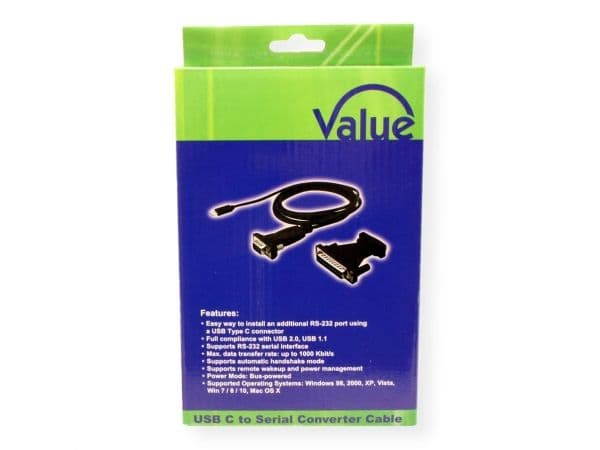 VALUE Converter Cable USB to Serial 1.8 m, Grå