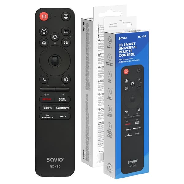 Savio RC-30, IR/Bluetooth, Tryckknappar, Svart
