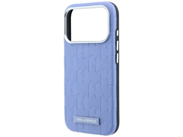 Karl Lagerfeld Grained Mono Resin Logo MagSafe Case for iPhone 17 Pro Max / 18 Pro Max - Light Blue