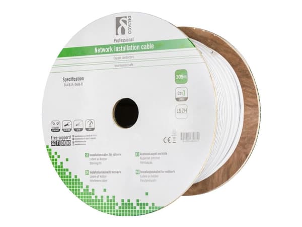 DELTACO TP-71C - Samlet kabel - 305 m - SFTP - CAT 7 - halogenfri - hvit