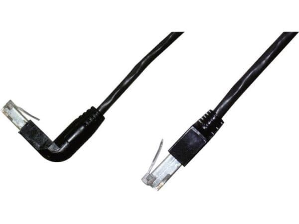 UTP-patchkaapeli, kat. 5e, 3,0 m, RJ45 suora – RJ45 kulmikas, musta