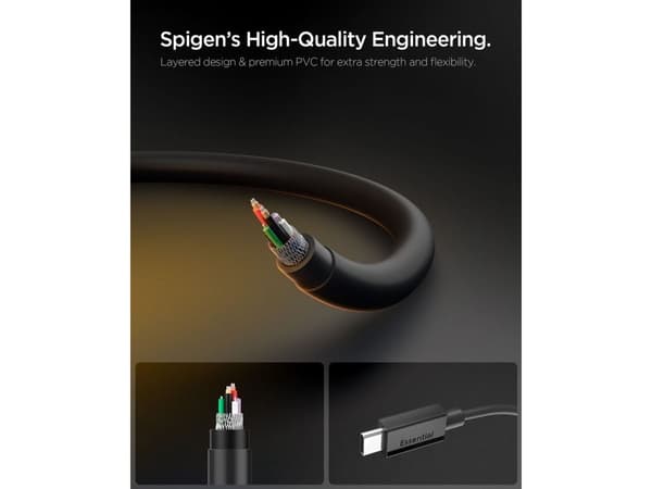 Spigen ACA08718, 1 m, USB C, USB C, USB 2.0, 0,48 Gbit/s, Sort