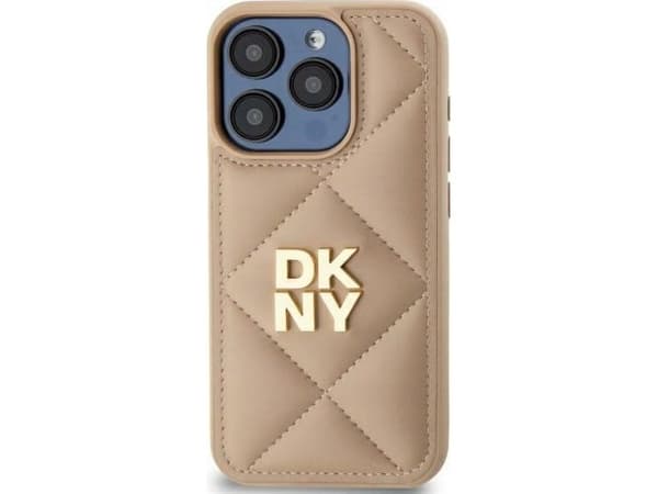 DKNY DKHCP15MPQDSLE iPhone 15 Plus 6,7” deksel gul quiltet stack logo