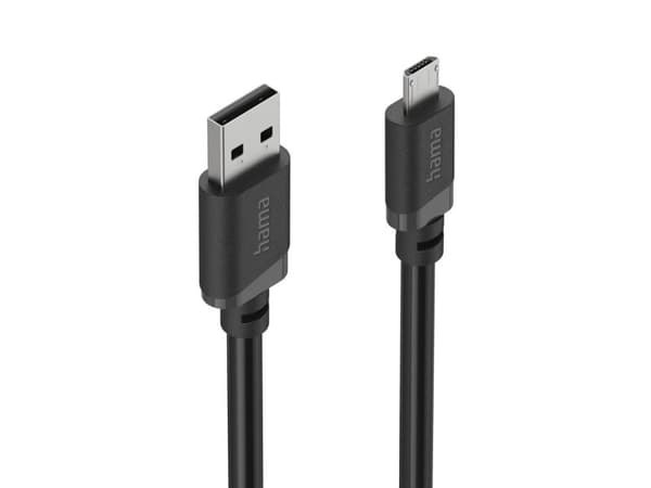 Hama 00201805, 3 m, USB A, Micro-USB B, USB 2.0, 0,48 Gbit/s, Musta