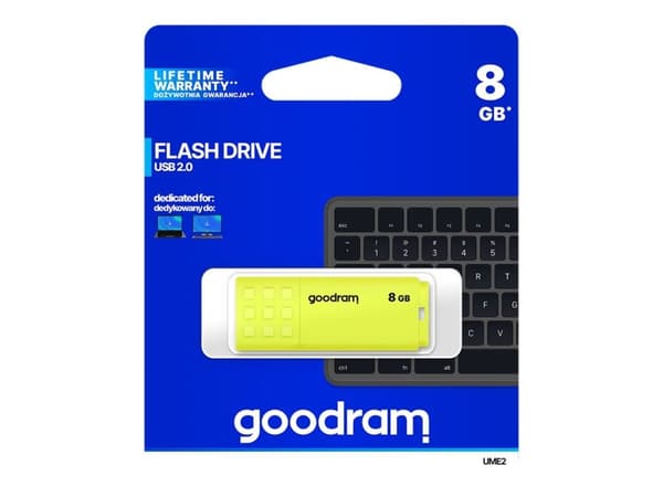 GOODRAM UME2 - USB flash-enhet - 8 GB - USB 2.0 - gul