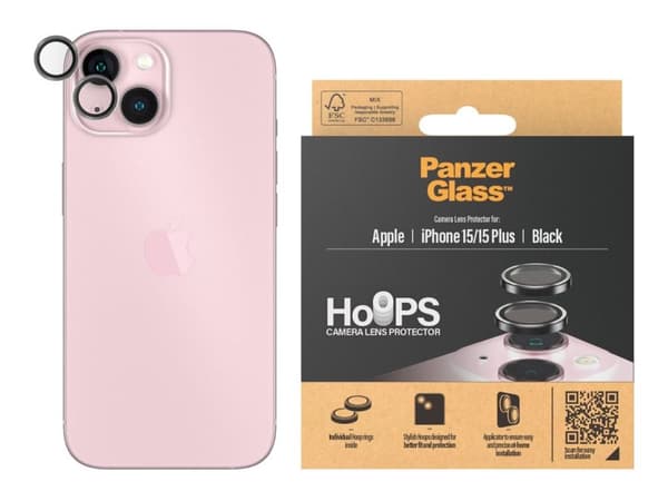 PanzerGlass™ | Hoops - Objektiv beskyttelse for mobile | Iphone 15/15 Plus