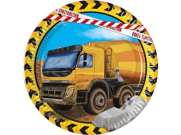 Construction papptallerkener 20 cm 8 stk