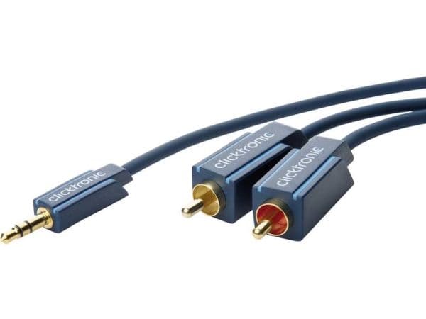 ClickTronic 3m MP3 Adapter, 3.5mm, Hankjønn, 2 x RCA, Hankjønn, 3 m, Blå