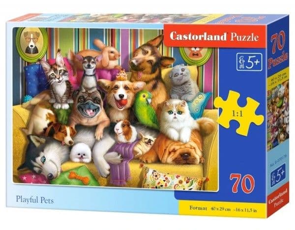 Puslespill 70 brikker Happy animals
