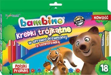 BAMBINO triangulära pennor 18 st. i trä + vässare MAJEWSKI