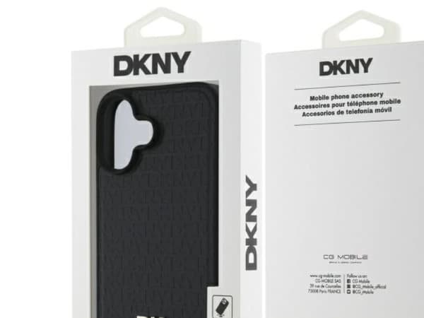 DKNY DKHMP16SPSHRPSK iPhone 16 6,1" hardcase svart/black Repeat Pattern Stack Logo MagSafe