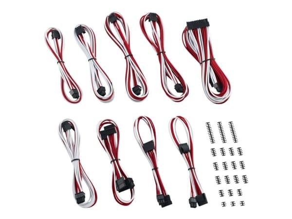CableMod Classic ModMesh RT-Series - Strømkabelsett - hvit, rød
