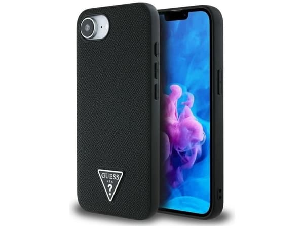 Guess Grained Triangle MagSafe case for iPhone 16e - black