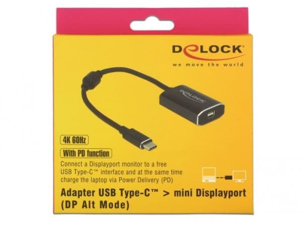 Delock - Extern videoadapter - VL100 - USB-C - Mini DisplayPort - mörkgrå - detaljhandel