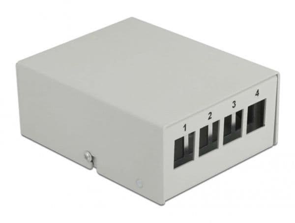 Delock - Blank keystone-patchpanel - väggmontering, kan monteras på DIN-skena - grå - 4 portar