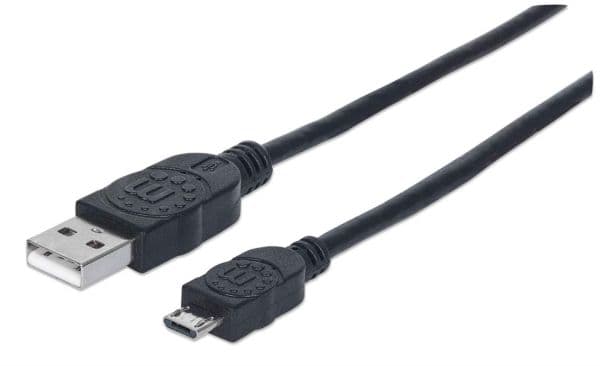 Manhattan 325677, 0,5 m, USB A, Micro-USB B, USB 2.0, Svart