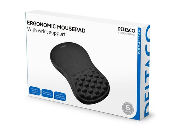 DELTACO MA-0100 - Musematte - ergonomisk - svart