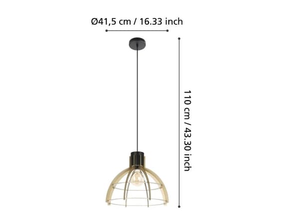 EGLO STILLINGTON pendellampe E27 sort/gull