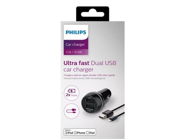 Philips-lader 2x USB-A 3,1 A (DLP2357V/10)