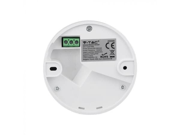 V-TAC LED-SENSOR-360, Innertak/vägg, inomhus, Vit, IP20, 2000 lx, 360°
