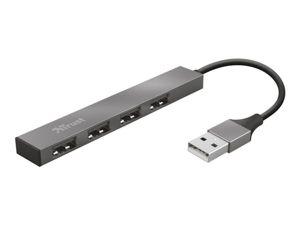Trust Halyx USB 2.0 mini-hubb 4 portar, mörkgrå