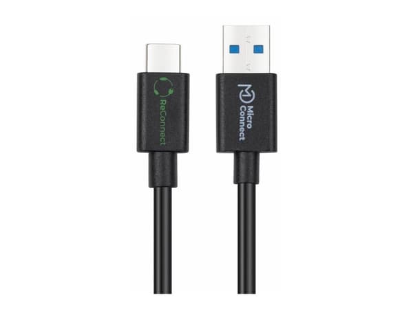 Microconnect ECO-USB3.2CA1, 1 m, USB A, USB C, USB 3.2 Gen 2 (3.1 Gen 2), musta