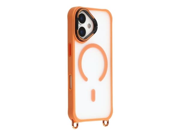 iPhone 17 Case with Adjustable Crossbody Lanyard and MagSafe Compatible Camera Frame as a Stand - Orange
