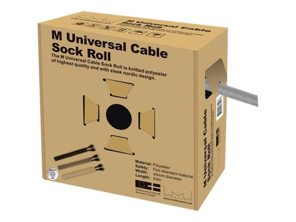 Multibrackets M Universal Cable Sock Roll 40 mm x 50 m - Kabelordner - sølv