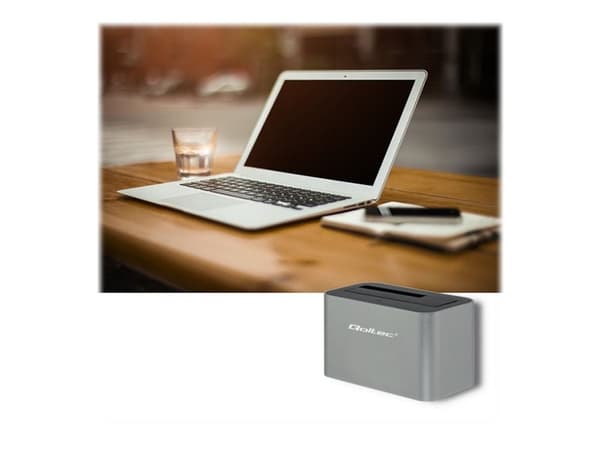 Qoltec - HDD-dokkestasjon - brønner: 1 - 2.5", 3.5" - SATA - USB 3.0 - sølv