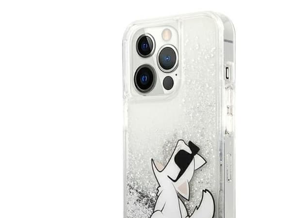 Karl Lagerfeld Liquid Glitter Choupette fun-deksel til iPhone 13 Pro Max 6,7" - sølv
