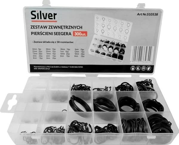 Silver snapringer utvendig 300 stk. / (10538)