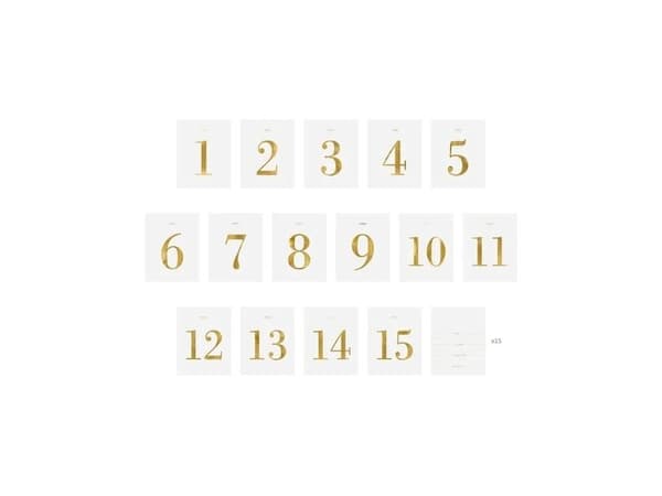 Valkoiset pullon etiketit 1-15