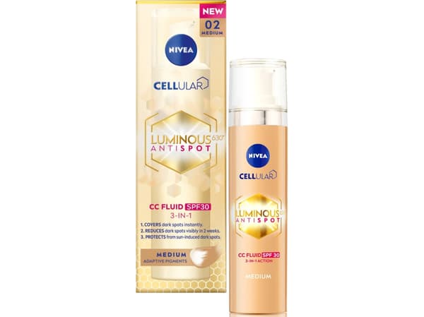 NIVEA_Luminous 630 CC Fluid 3in1 SPF30+ face foundation 02 Medium 40ml