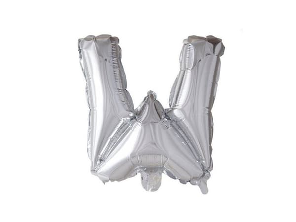 Folie ballon W, sølv 41 cm