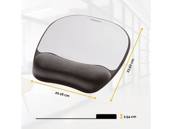 Fellowes Memory Foam - Musematte med håndleddsstøtte - sølv