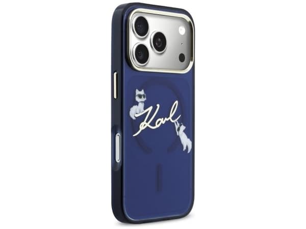 Karl Lagerfeld IML Choupettes Karl Script Logo MagSafe-deksel til iPhone 17 Pro - Blå