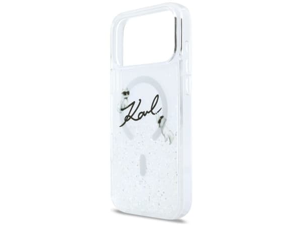 Karl Lagerfeld Liquid Glitter Karl Script Logo MagSafe Case for iPhone 17 Pro Max - Clear