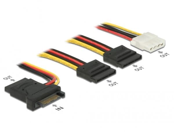 Delock - Strømadapter - SATA-strøm til 4-pin intern strøm, SATA-strøm - 20 cm - svart