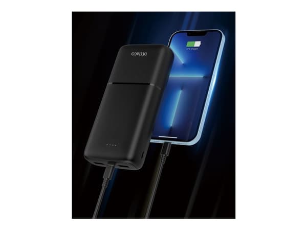 Deltaco PB-C1008, 20000 mAh, musta