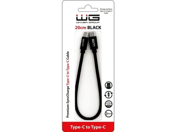 Winner Group 8212, 0,2 m, USB C, USB C, Svart
