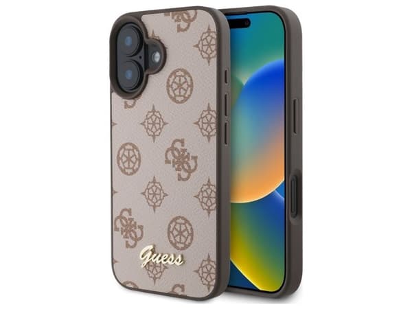 Guess Peony Script MagSafe-skal till iPhone 16 - brun
