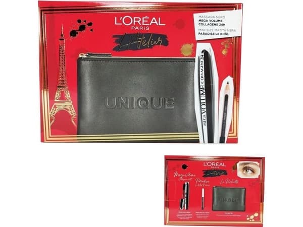 L'Oreal Paris Atelier Pouch Set with Mega Volume Mascara and Pencil