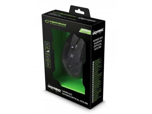 Esperanza MX211 LIGHTNING - Mus - høyrehendt - optisk - 6 knapper - kablet - USB