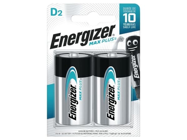 Energizer Max Plus, Kertakäyttöinen akku, D, 2 kpl, Kupla