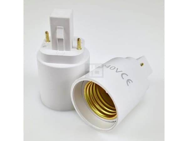 Sockel G24D för E27 2 stift, G24D-sockel, vit plast