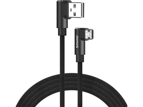 USB-kabel Savio USB-A til microUSB - 2 m - svart