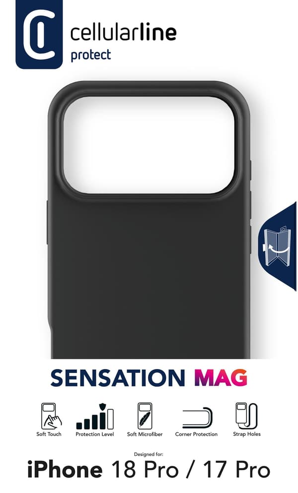 Cellularline SENSMAGIPH18PROK, Suojus, Apple, iPhone 18 Pro, 16 cm (6.3"), Musta