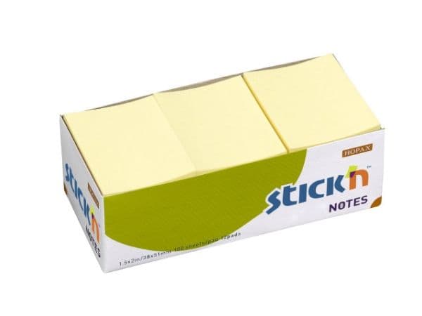 Notes, BNT Stick´n, Notes, gul, 38x50mm pakke a 12 stk